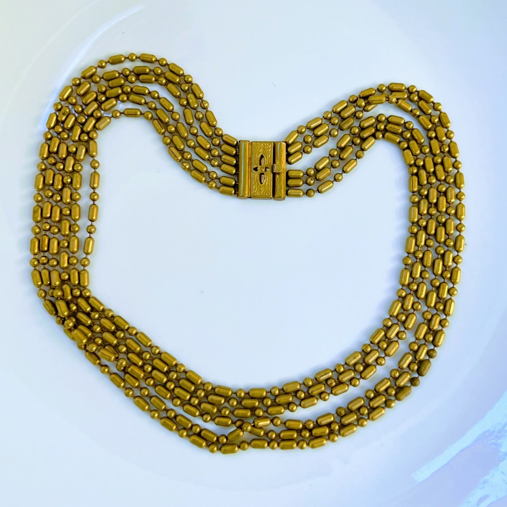 Miriam Haskell Signed Pat Pending Brass Festoon M… - image 1